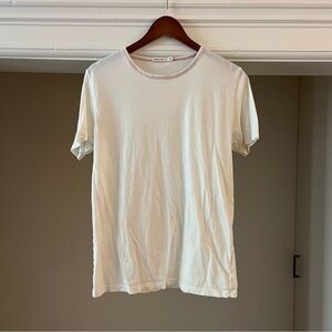 Industry of all Nations Men’s Undyed T-Shirt with pink collar, men’s small